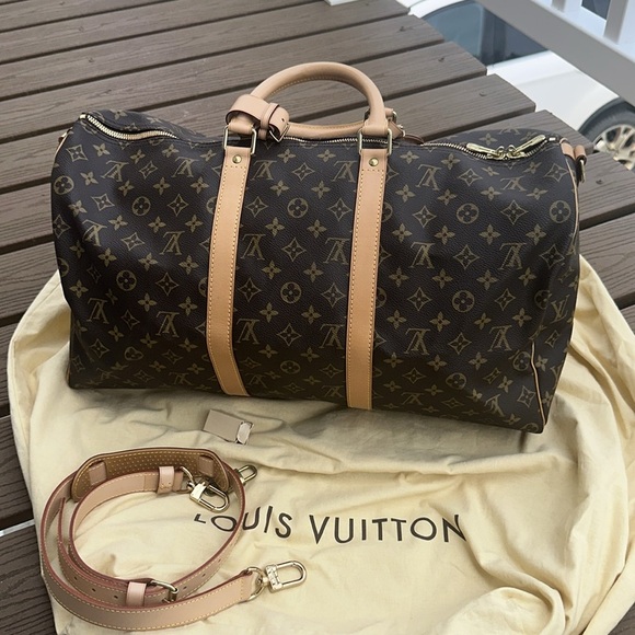 Louis Vuitton Monogram Canvas Duffel with Tan Accents - Picture 6 of 11